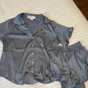 Birdy Grey Women's Satin Pajama Set in Blue